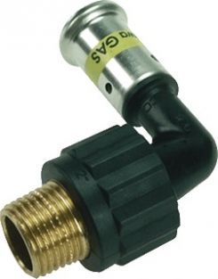 Henco Gas pers knie 90° 26 x 3/4 MM Buitendraad kunststof 5PKG-2605